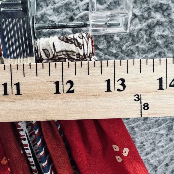 Ashley Taylor Patchwork Skirt Womens One‎ Size Red Boho Hippie Drawstring Cotton - Picture 9 of 10